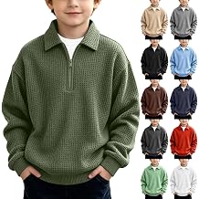 Boys Quarter Zip Pullover Waffle Knit Hoodie Sweatshirts Fall Outfits 2026