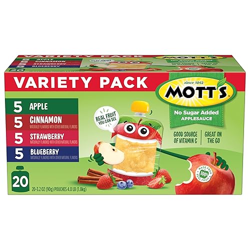 Miniatura 11 de Mott's Paquete variado de puré de manzana sin azúcar añadido, 4 sabores manzana, fresa, canela y arándano, hecho de fruta real, sin sabores