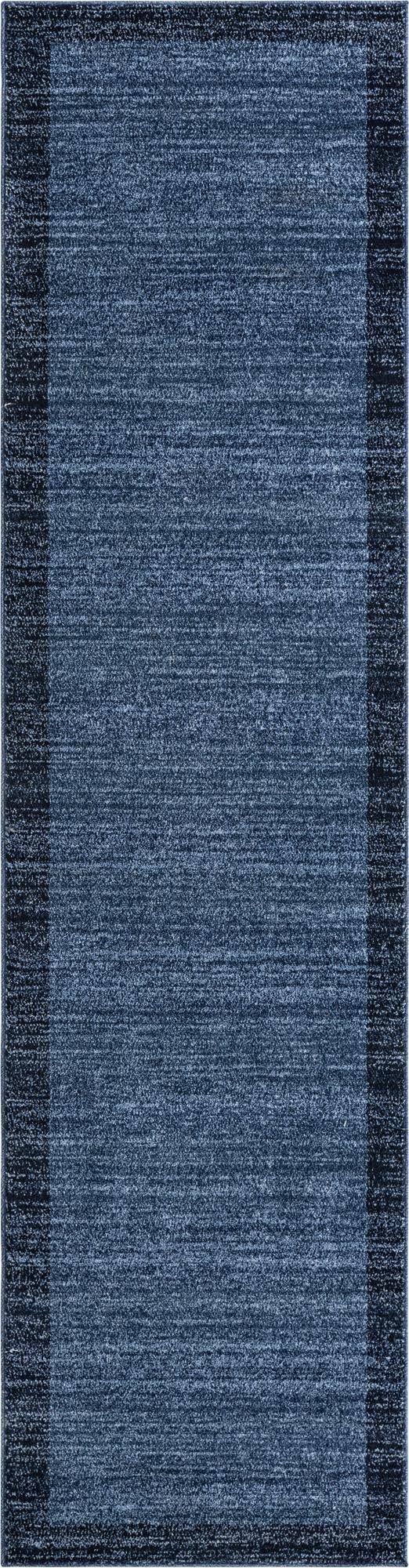 Rugs.com Angelica Collection Rug – 10 Ft Runner Navy Blue Medium Rug Perfect for Hallways, Entryways