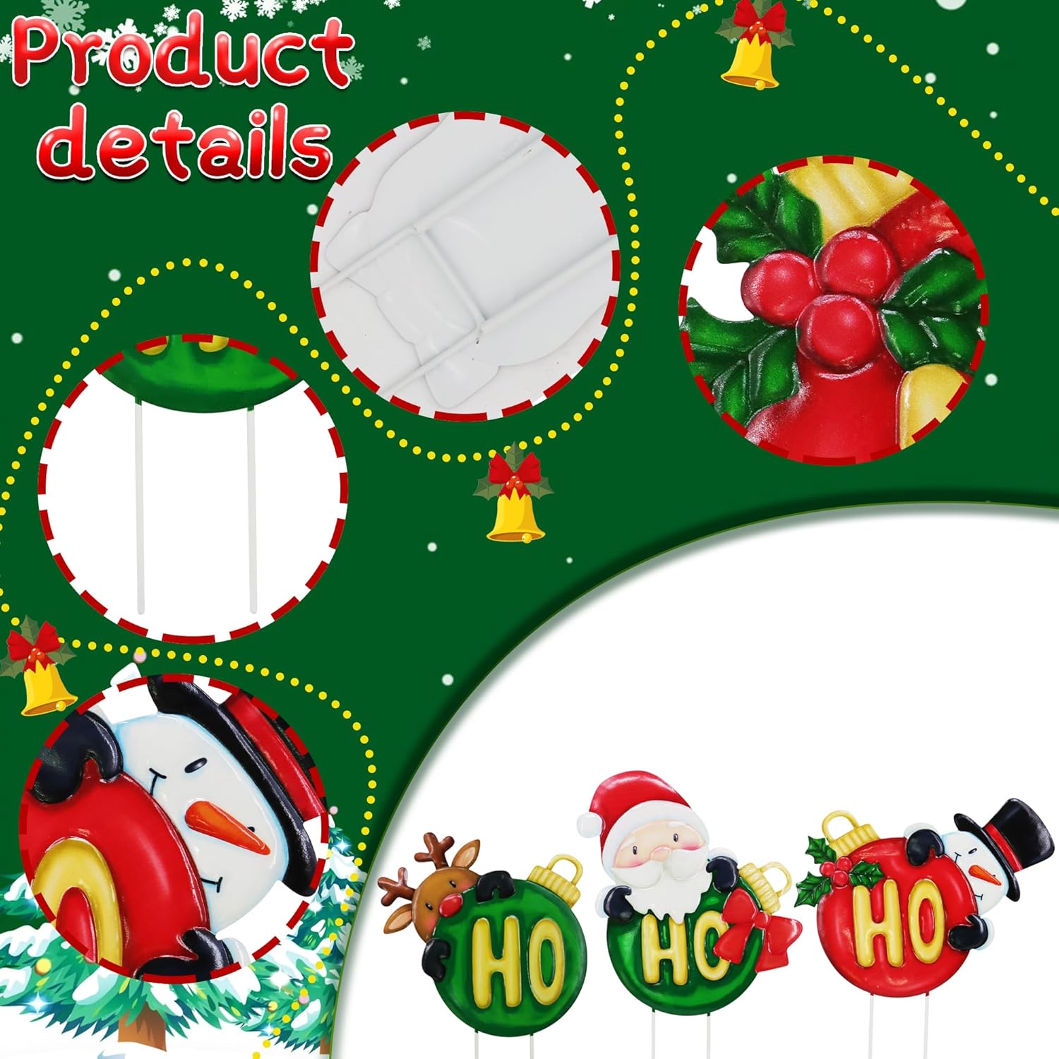 3 Pack Metal Christmas Yard Signs Decor for Multiple Stacked,Voumsil Christmas Yard Stakes Ball Fall Yard Decor for Outside Garden Lawn Porch