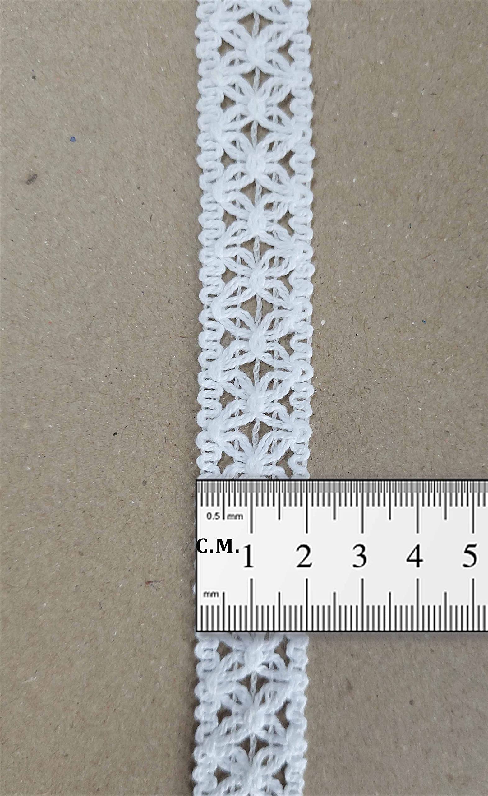 Mezin White Makadi Gpo Lace Border for Dress, Kurtis, Dupatta, Bag, Craft and Decorations (9 mtr Pack)