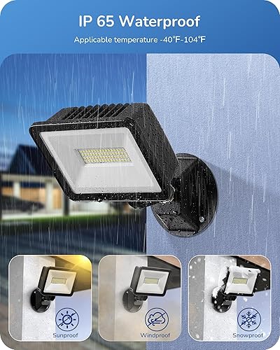 Miniatura 4 de EDISHINE Luz de inundación de 46 W, luz de inundación LED de 6800 lm al aire libre, IP65 impermeable, 5000K luces de seguridad LED para patio