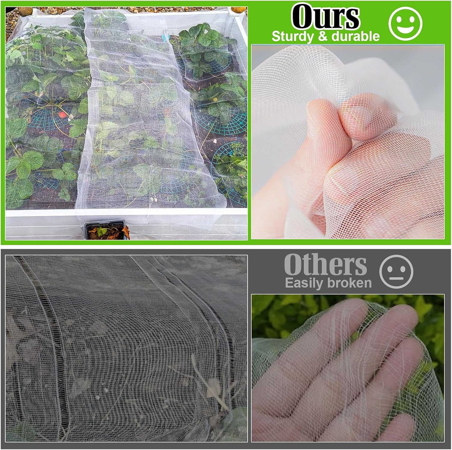 13'x32.8' Garden Netting for Strawberry Plants HDPE Fine Strawberry Bird Netting for Raised Bed Row Cover Screen Mesh Net,Protecting Plant Mesh Cover for Fruit Tree Vegetable Flowers