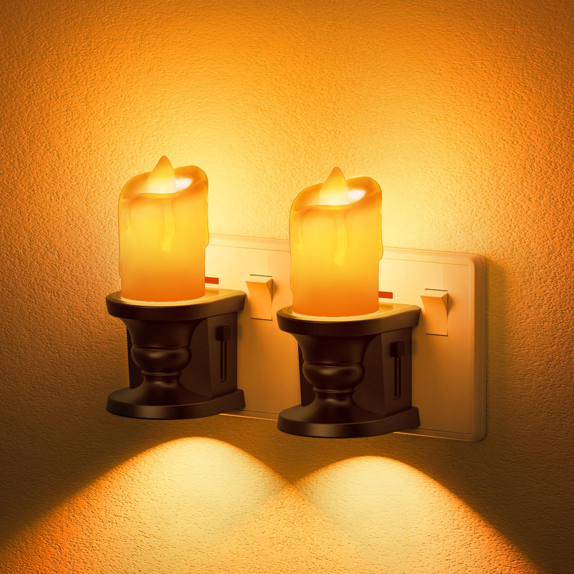 JandCase Night Light, Amber Plug in Night Light, 2 Pack Vintage Night Lights, Dusk to Dawn Sensor