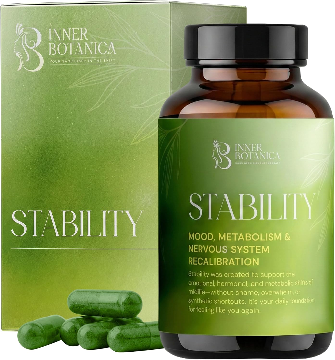 Stability – Perimenopause & Menopause Support Supplement for Women with L-Theanine, Saffron & Maca – Daily Hormone Support & Emotional Balance – Vegan Wellness Formula (60 Capsules)
