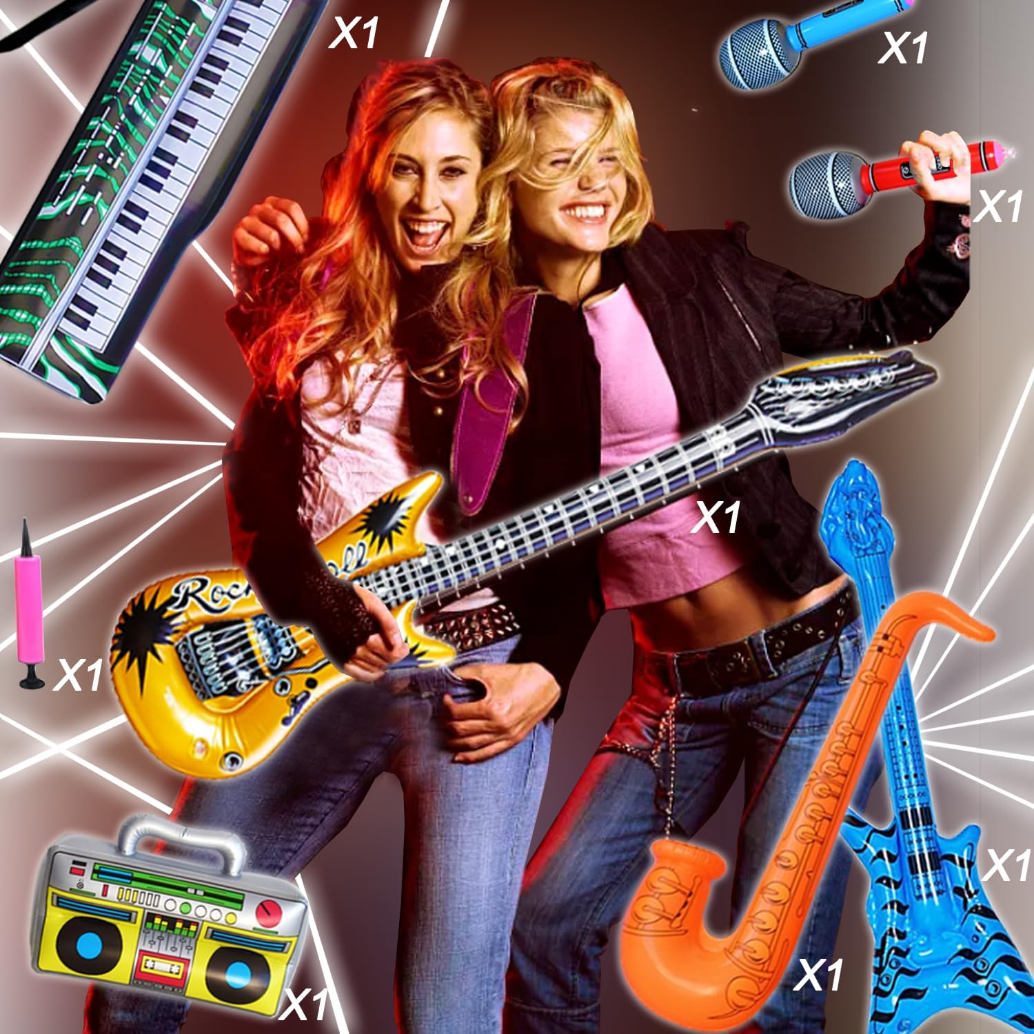 Bulk Large Premium Photo Booth Props Set for Adult Teens, Funny Hats and Large Glasses, Crystal Crown, Inflatable, Card Cutout Props, Photo Booth Prop for All Occasions - Image 7