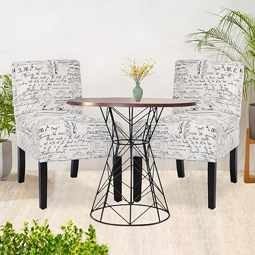 Sillas decorativas de tela sin brazos para sillas de sala de estar, moderna silla con brazo con cojín grueso y patas de madera maciza, sillas de