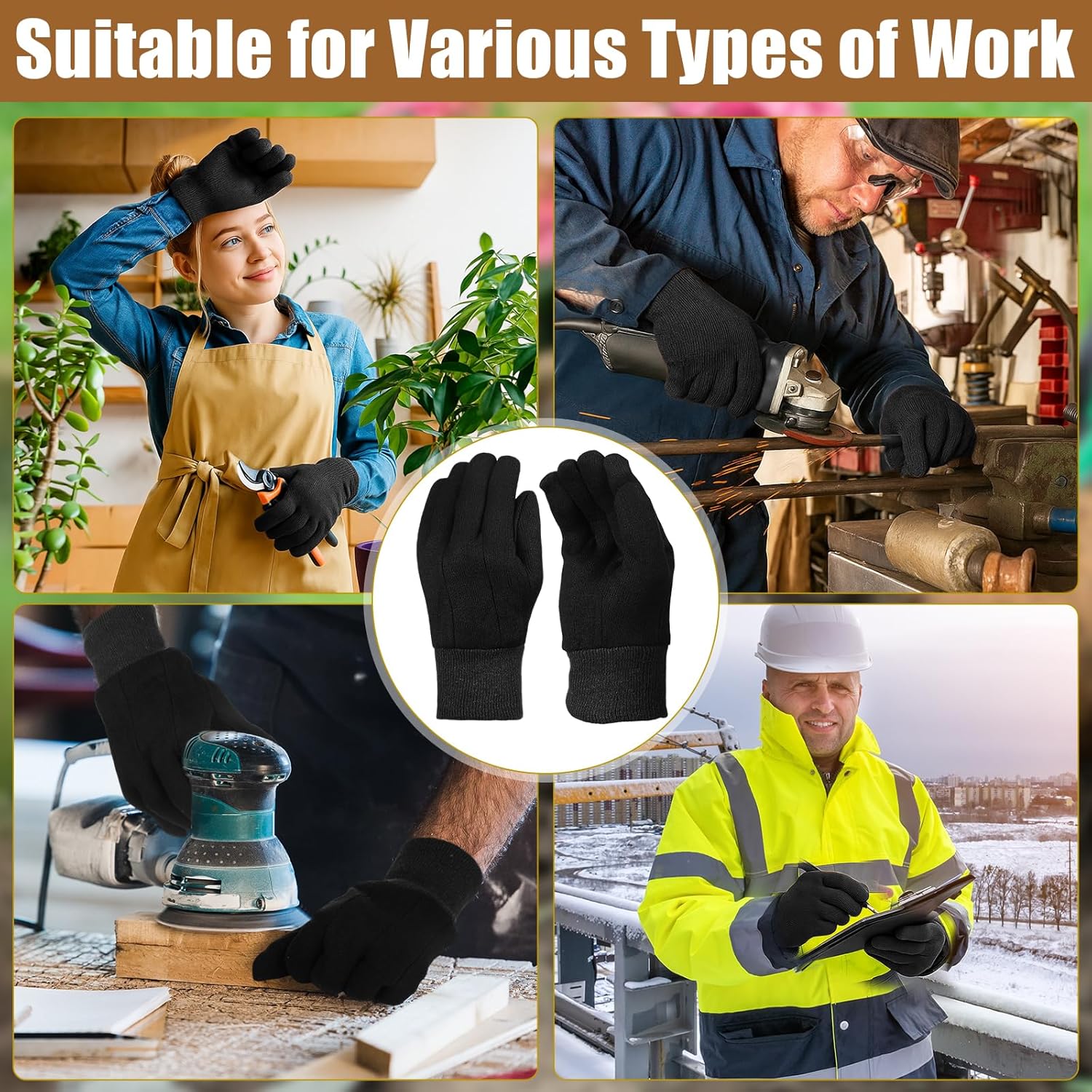 84 Pairs Jersey Winter Work Glove Adult Safe Versatile Lightweight Cotton Blend Garden Gloves for Women Men, Large - Image 7