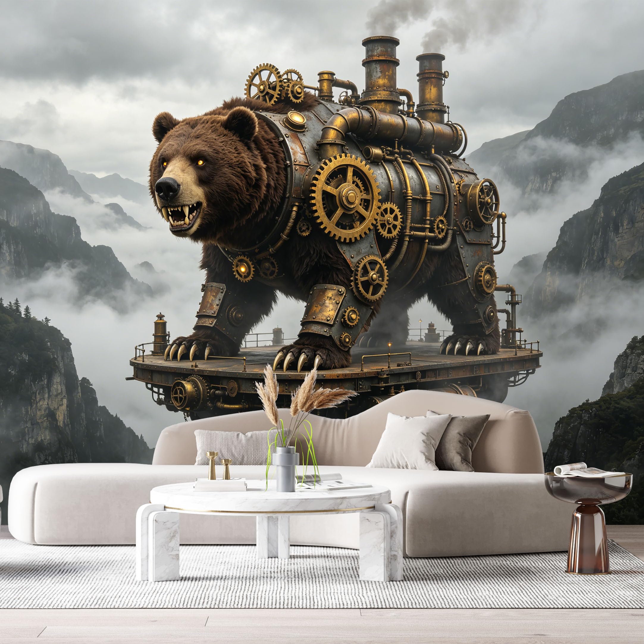Custom Size Wall Mural Steampunk Armored Wild Beast Industrial Robot Science Fiction SelfAdhesive Art Prints Removable Large Wallpaper Boy Bedroom Esports Room Game Room Tenant Room Studio