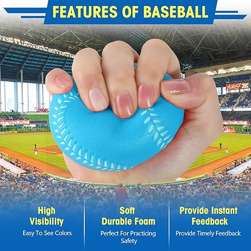 Miniatura 3 de Outus Paquete de 24 pelotas de béisbol de espuma de 9 pulgadas para niños, pelotas de béisbol de colores suaves para practicar deportes en