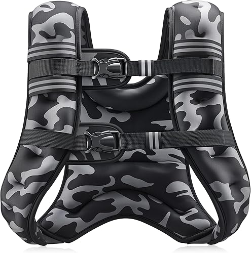 Miniatura 13 de ZELUS Chaleco con peso, chaleco de peso de 6 libras, 8 libras, 12 libras, 16 libras, 20 libras, 25 libras, 30 libras, con rayas reflectantes para