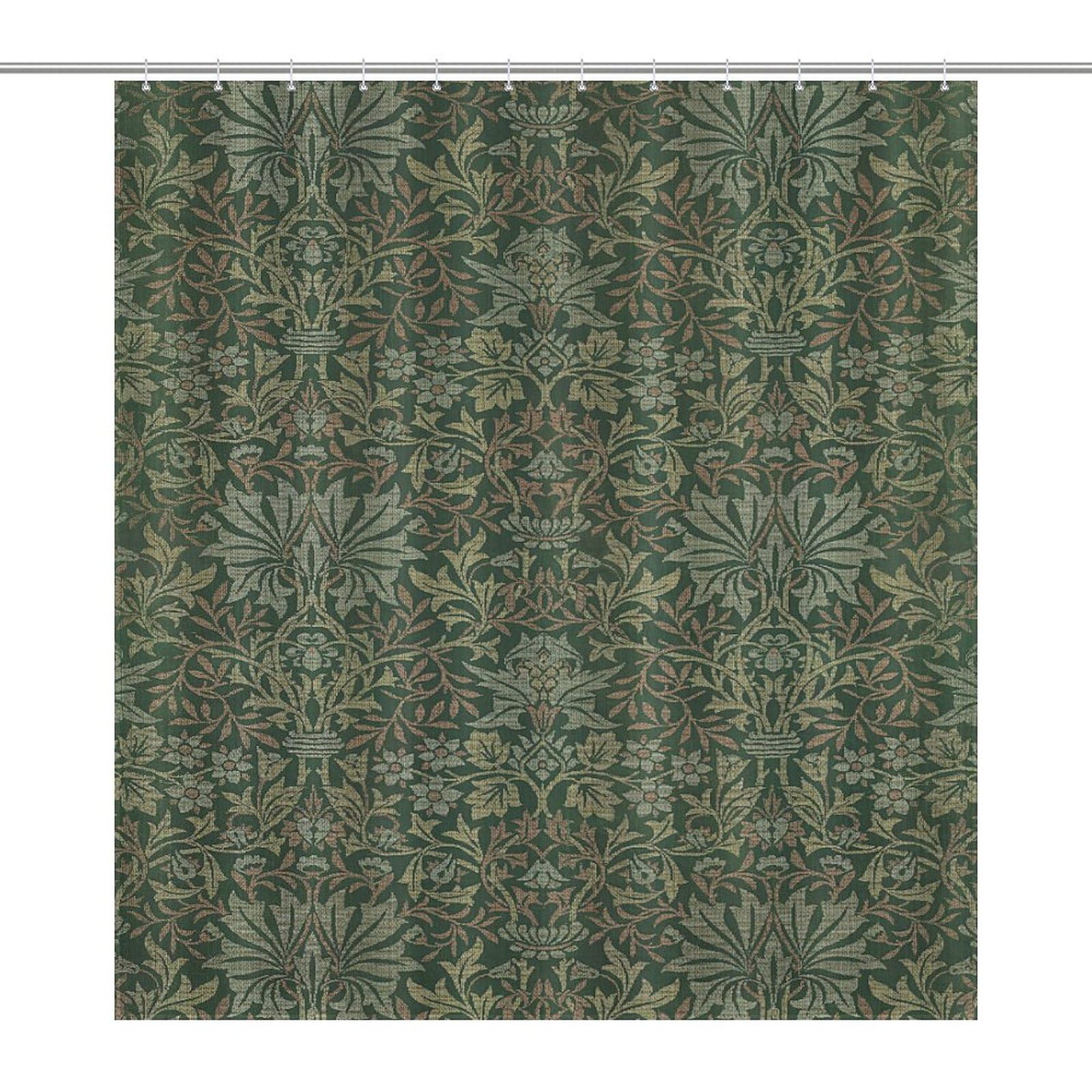Victorian William Morris Original Design Vintage Shower Curtain Furniture Bathroom Fabric Decorations Washable Shower Curtain with Hooks 66x72in