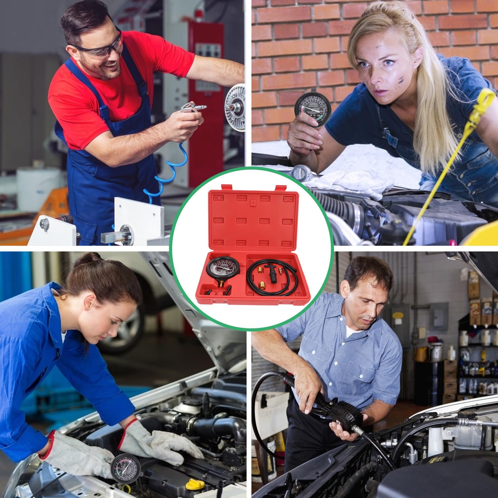 Artibetter 1juego Medidor de Vacío para Coche con Doble Escala y Cubierta Protectora Instrumento de Mantenimiento y Reparación Automotriz Resistente Golpes y Fácil de Leer Color Aleatorio