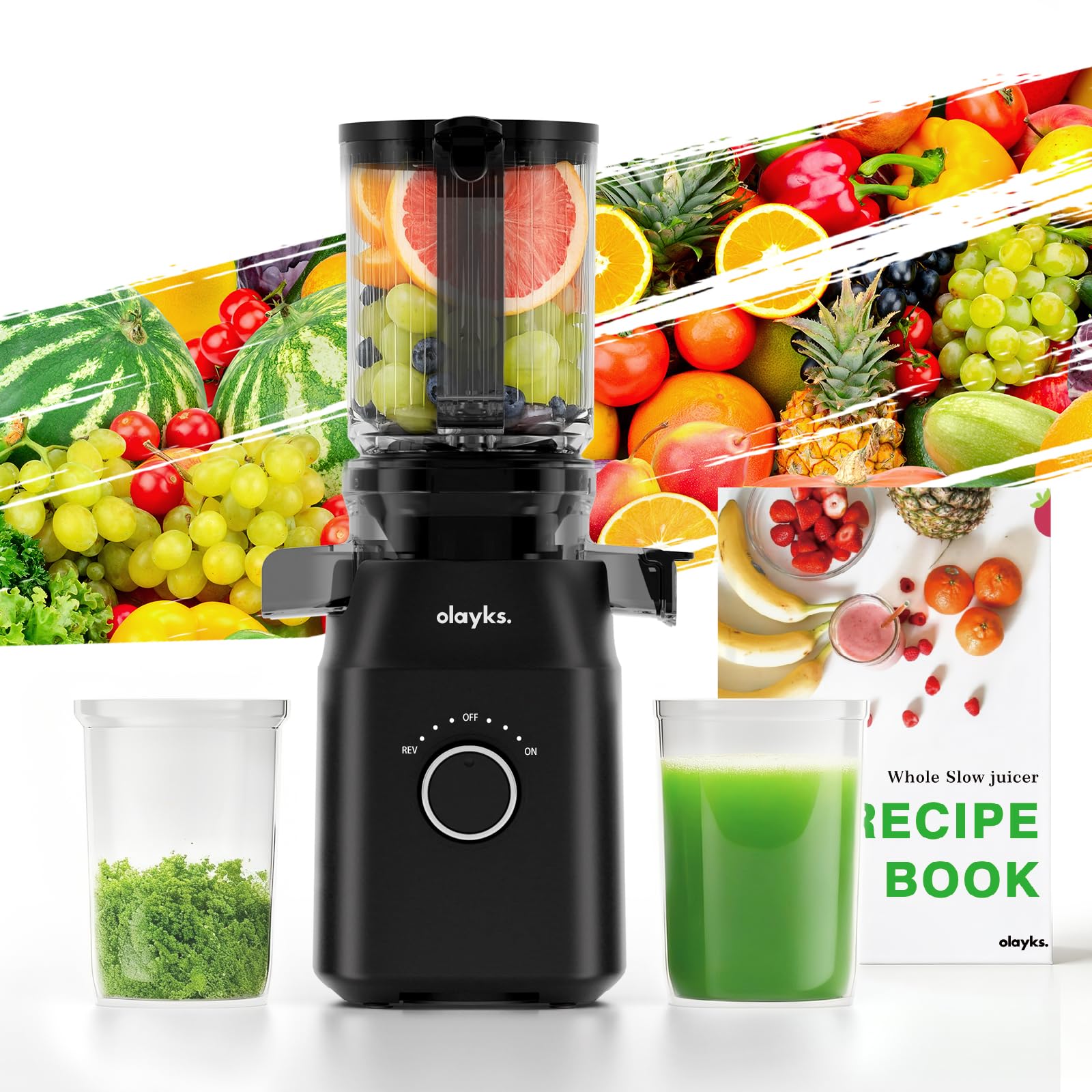 Juicer Machines Cold Press Juicer with 4 3 Large Feed Chute Fit Whole Fruit and Vegetable Masticating Machine