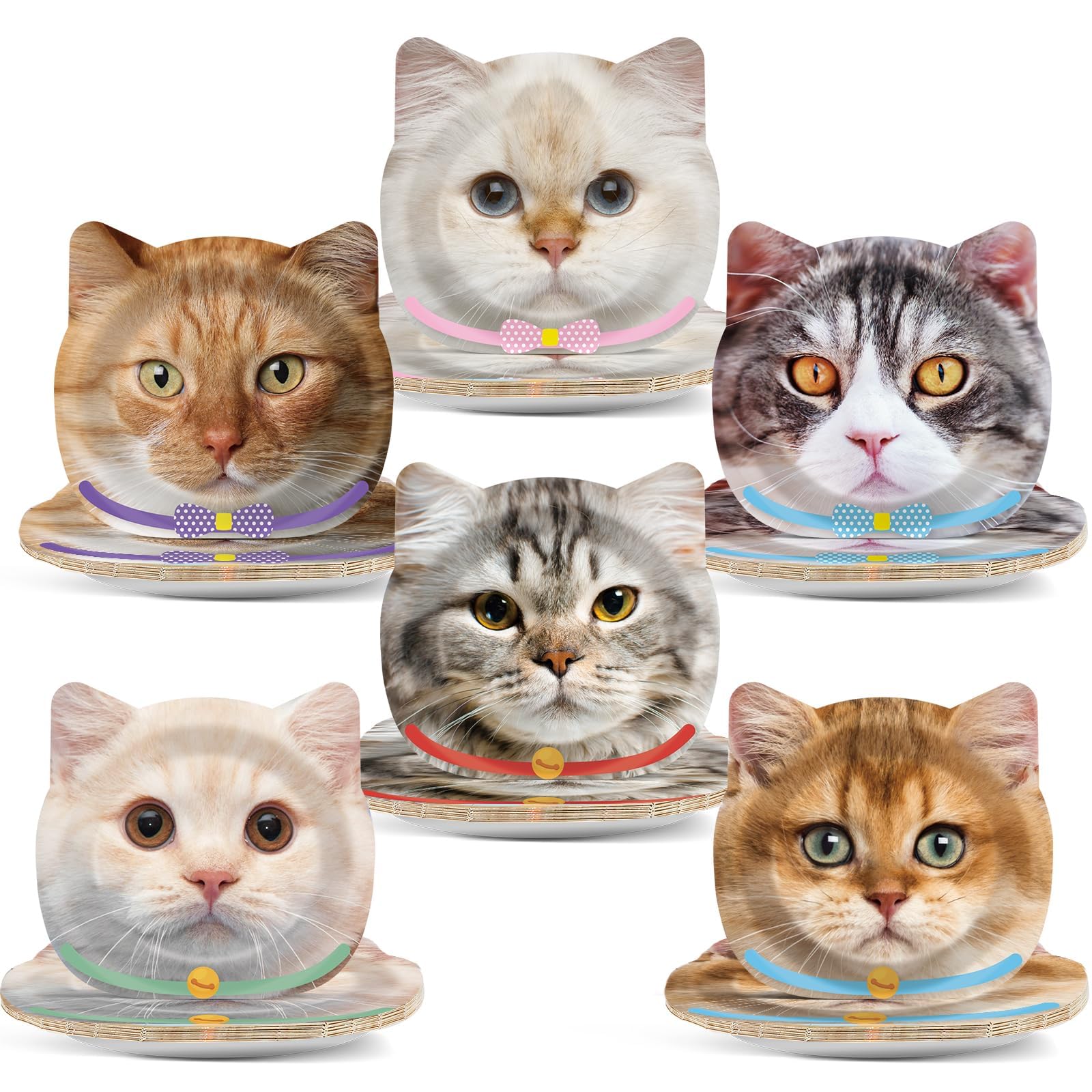 CHUNNIN 60 Pcs Cat Birthday Paper Plates Cat Shaped Dinner Party Plates for Cute Kitten Party Supplies Kitten Disposable Dinnerware Plate for Cats Themed Birthday Baby Shower Decorations Favors