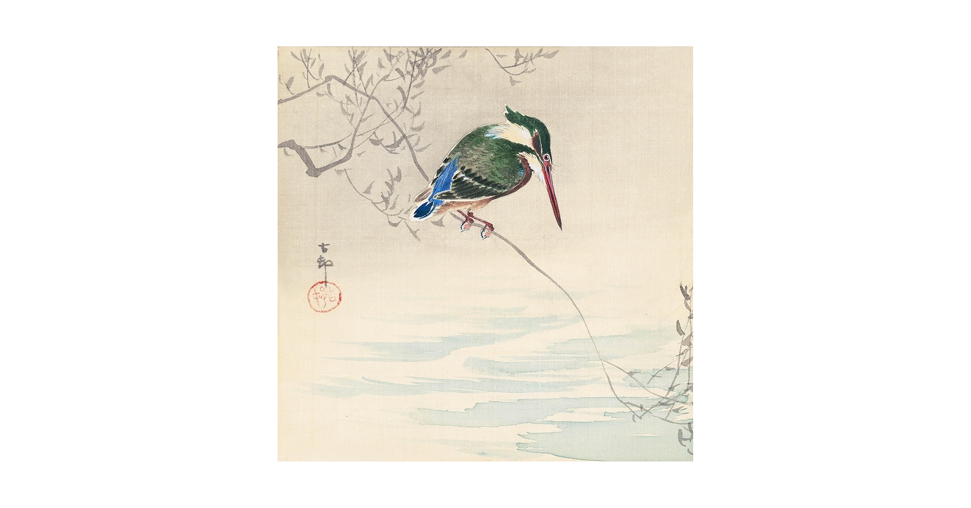 模写/下村観山/カワセミ図/翡翠/布袋屋掛軸A-310 模写/下村観山/カワセミ図/翡翠/布袋屋掛軸A-310 模写/下村観山