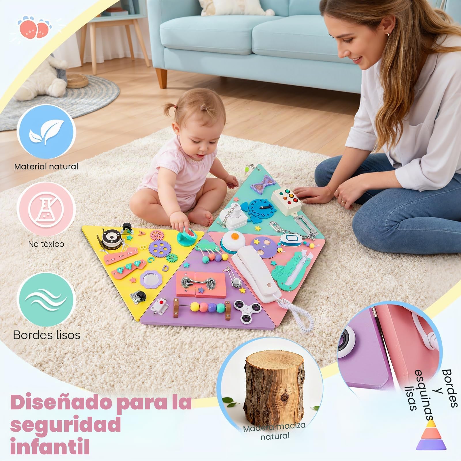 Juguetes Montessori para niños pequeños, Tablero Ocupado para niños pequeños, Forma de pirámide, Cubo Educativo