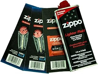 ZIPPO Lighter Fluid 1 Wick Card & 2 Flint Card (12 Flints) Gift Set, 4 oz