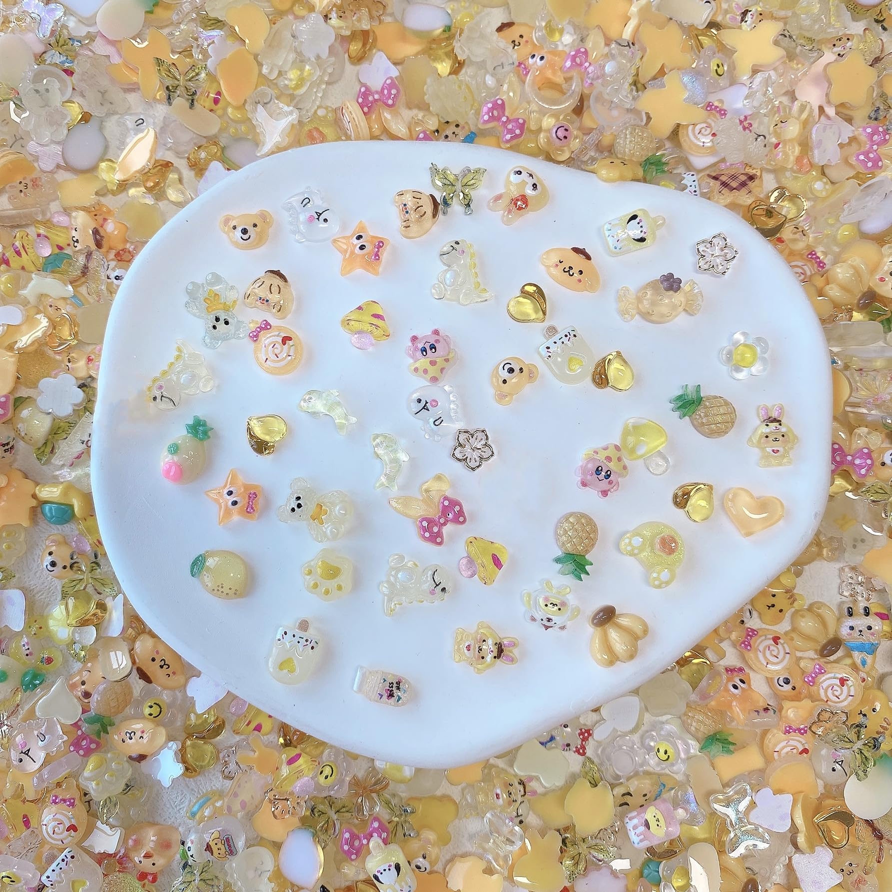 Amazon.co.jp: DUOLEIMI ネイルパーツ 黄 ネイルデコパーツ 100pcs