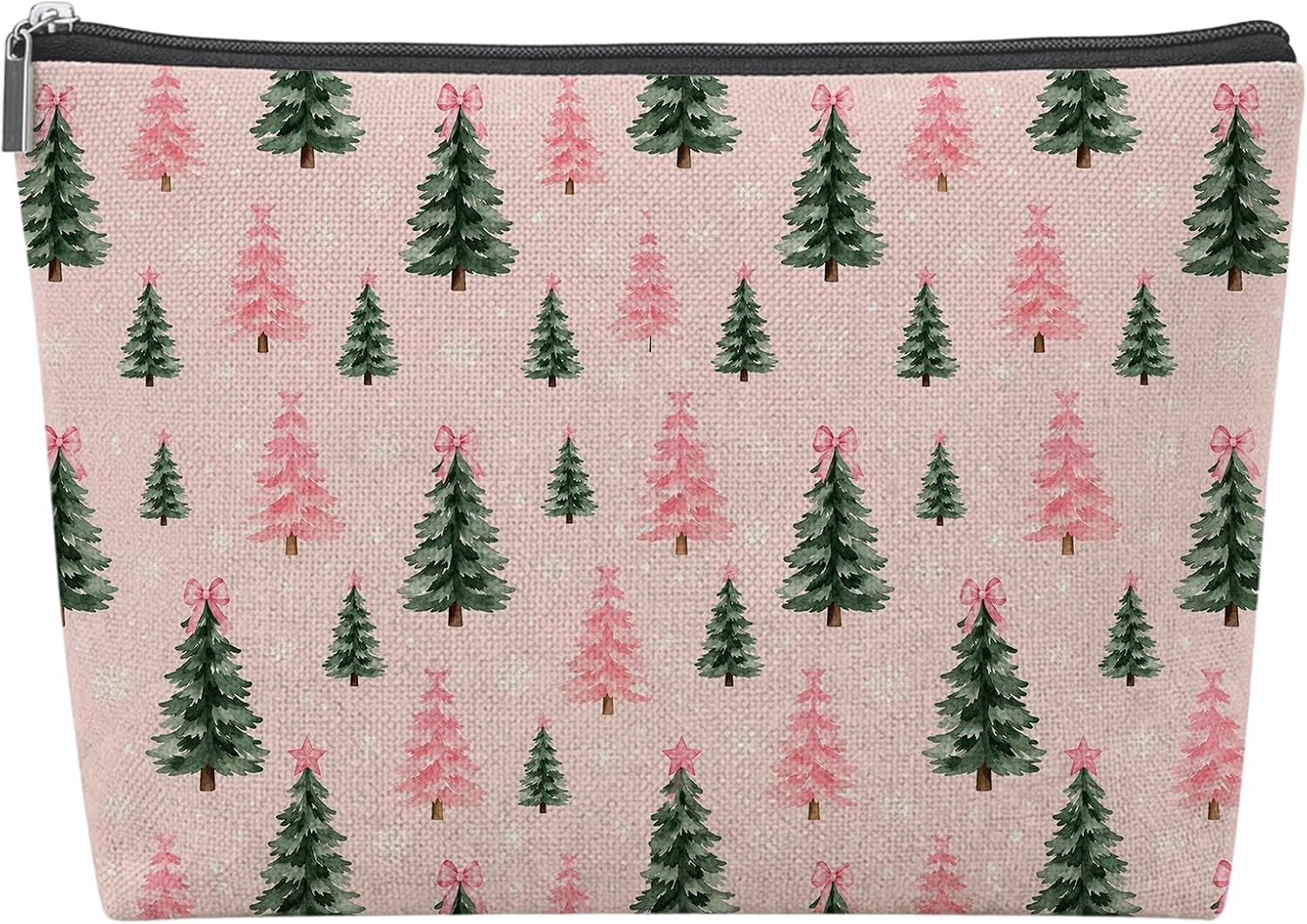 Pink Green Christmas Tree Mahjong Tile Bag Large Makeup Bags