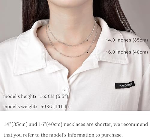 Miniatura 3 de Collar de cadena de plata de ley 925 para mujer, 0.059 pulgadas de ancho, cadena fina italiana Figaro plataoro, 14-30 pulgadas