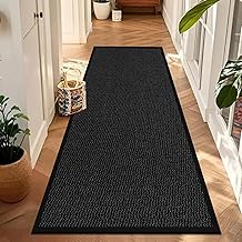 Waterproof Runner Rug for Kitchen Floor - Black, 60 x 180 cm - Heavy Duty Waterproof PVC Backing Dirt Grabber Entrance Welcome Carpet Mat