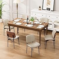 Vista 42 de Juego de 4 sillas de comedor, modernas de mediados de siglo, para comedor y cocina, con tapizado de piel sintética en rayas verticales para tocador