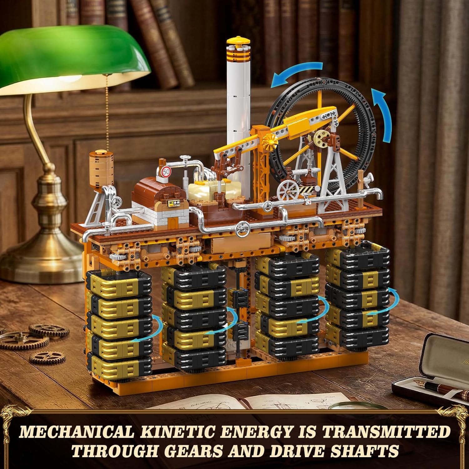 Mould King Steampunk Cube Clock Building Set, App Controlled Time Display, Industrial Oil Pump Mechanical Gear Model Kit for Adults, Creative DIY STEM Collectible Desk Decor Gift(3234+ PCS)