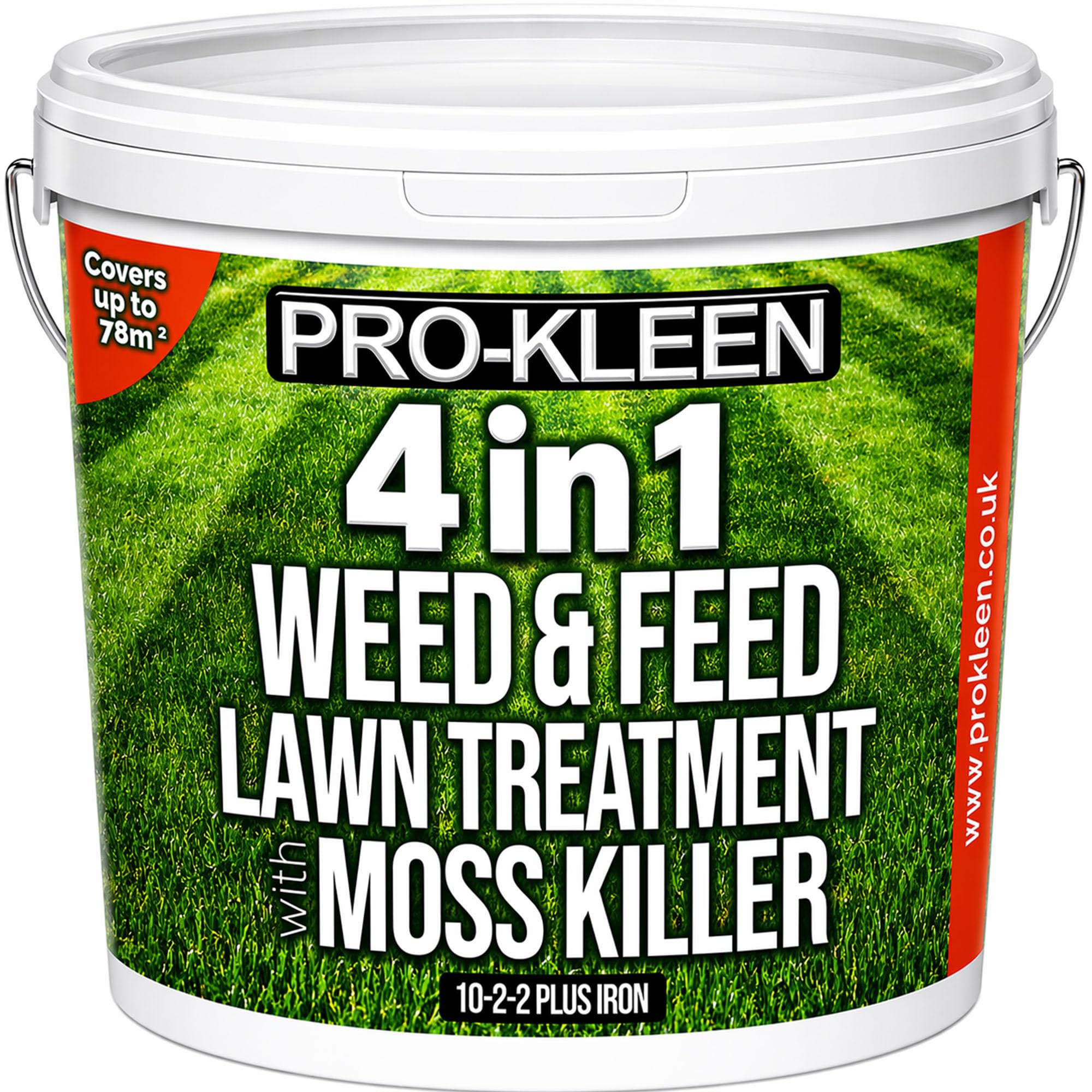 Pro-Kleen 4 in 1 Weed and Feed Lawn Treatment with Moss Killer 2.5kg - Lawn Fertiliser - Iron Enriched - Kills Weeds & Moss