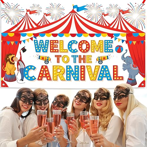Miniatura 7 de KatchOn, Xtralarge - Cartel de bienvenida al carnaval - 72 x 44 pulgadas | Decoraciones de fiesta temática de carnaval | Decoración de fiesta