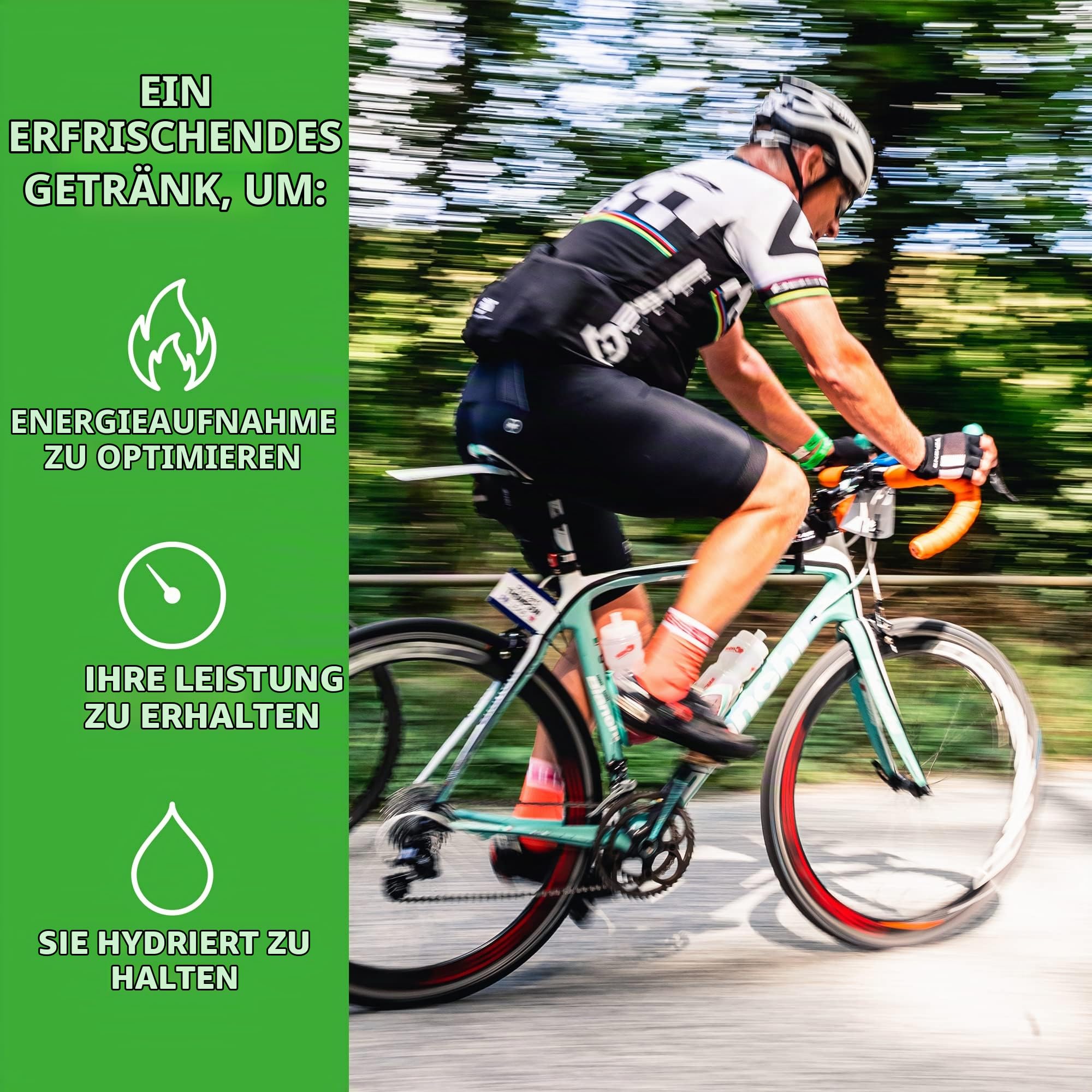 kohlenhydrate getränke rennrad HIGH5 Caffeine Hit Sport Energy Drink - Isotonisches Getränkepulver mit Electrolytes Wahoo KICKR BIKE - DBV Farbe:JÄGERGRÜN
