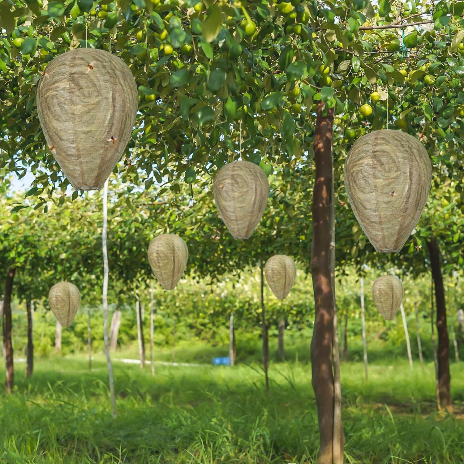 4pcs Nido de Avispas Señuelo, Colgar Nido de Avispas Falsas, Repelente de Avispas, Disuasor Avispas, Linterna de Avispa, Se Utiliza en Hogares y Jardines al Aire Libre para Repeler Avispas (Verde)