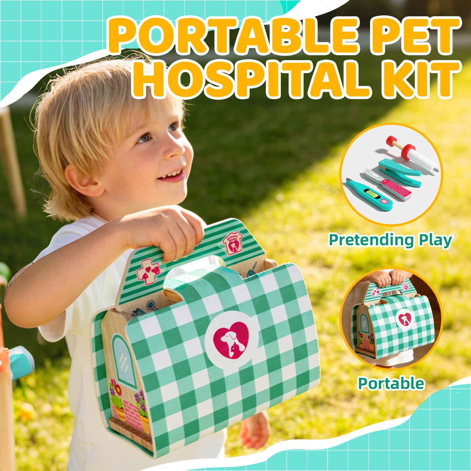 edutree 37Pcs Pet Doctor Kit For Toddlers 3-5 with Handbag - Image 3