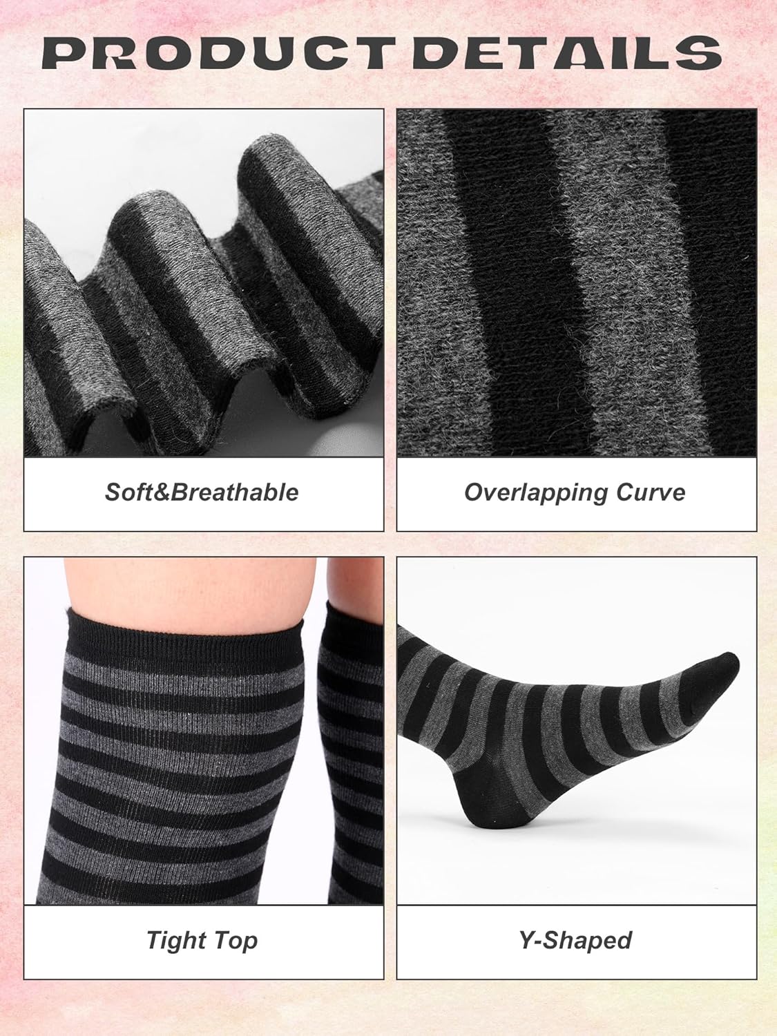 12 Pairs Over Knee Thigh Socks For Women Knee-High Warm Stocking Women Boot Sock Leg Warmer High Socks for Daily Wear, Cosplay - Image 4