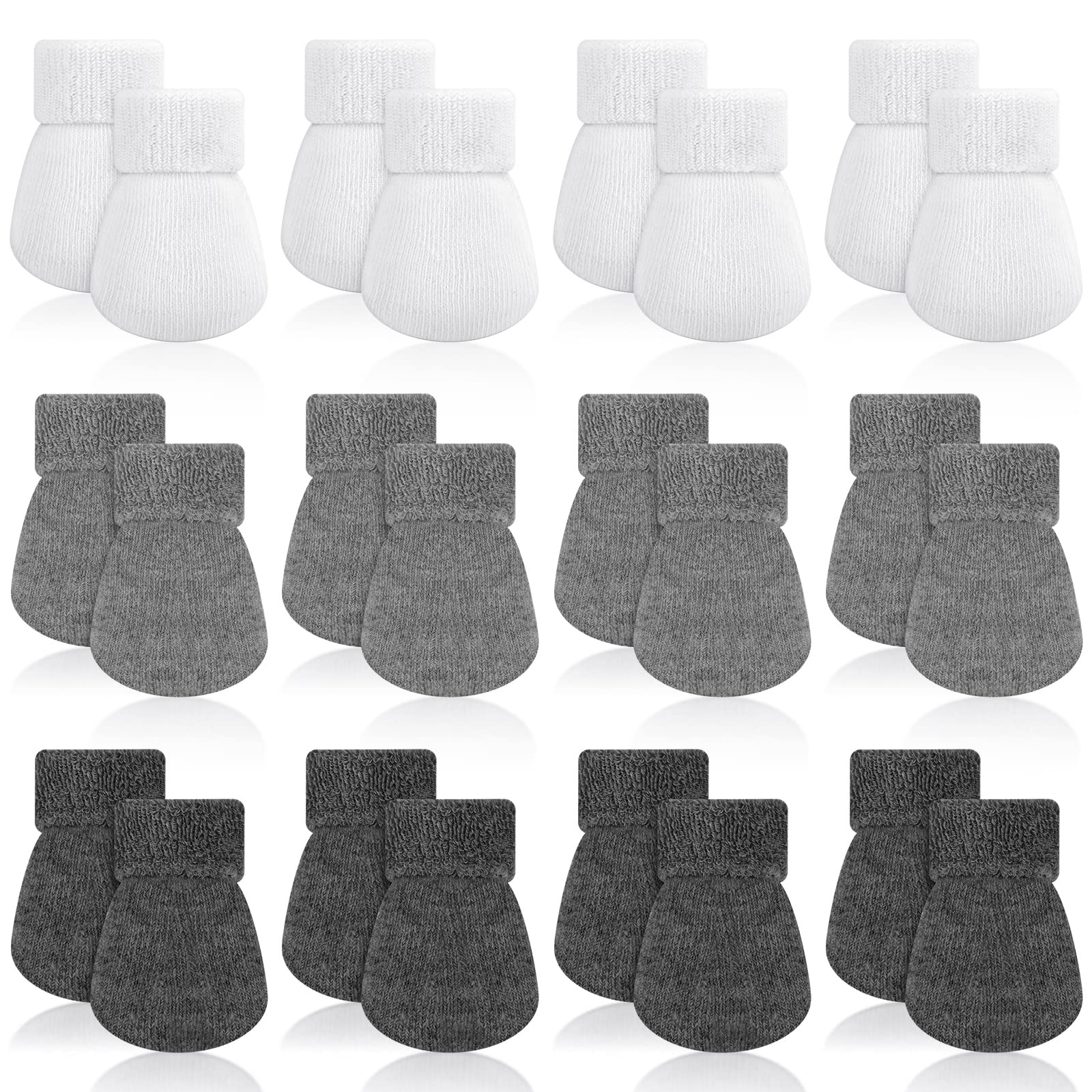 12 Pairs Baby Preemie Mittens Preemie Gloves No Scratch Baby Mittens Newborn Cotton Gloves for Premature Newborn Girls Boys(Light Gray, Dark Gray, White)