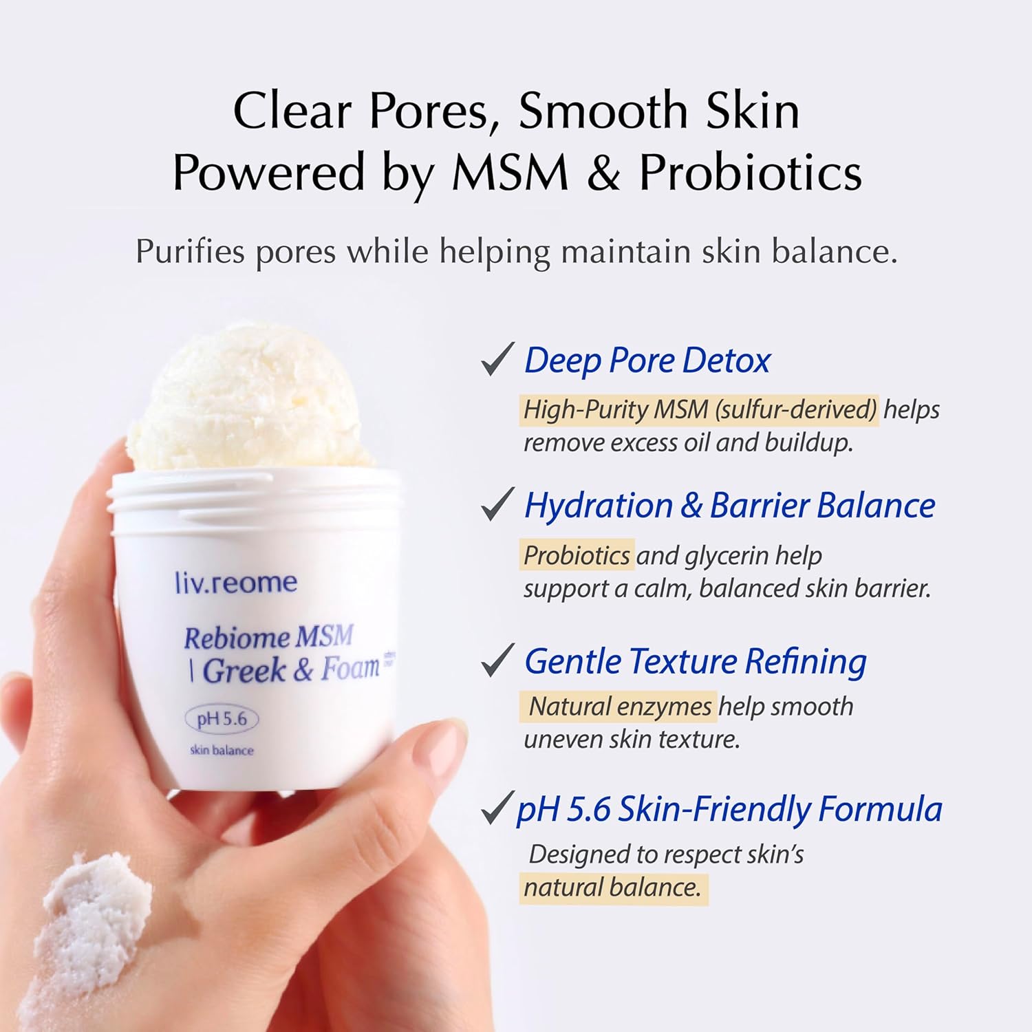 MSM Sulfur Deep Pore Cleanser – Low pH Barrier-Respecting Face Wash, Pore Reset for Sensitive Skin