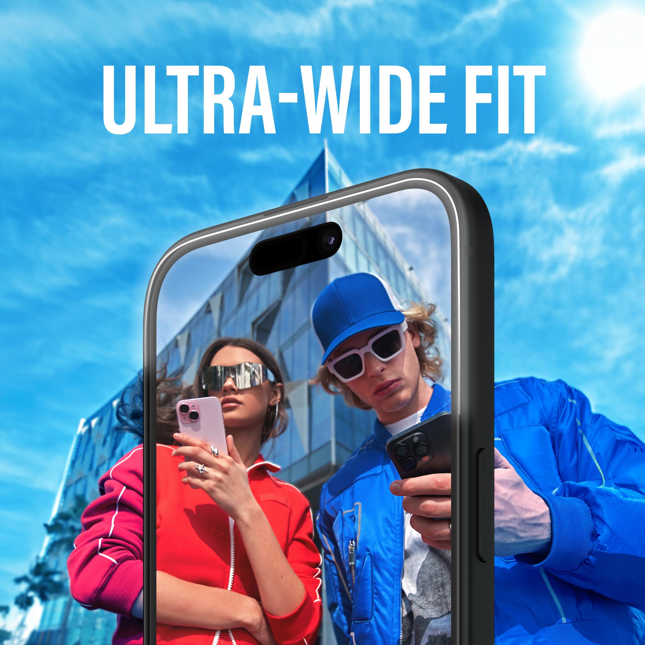 PanzerGlass Pellicola protettiva in vetro temperato per iPhone 16 Ultra Wide Fit, compatibile con cover, resistente ai graffi, resistente agli urti, applicazione facile