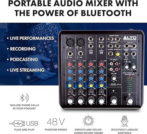 Miniatura 2 de Alto TrueMix 600 Mezclador de audio con 2 entradas de micrófono XLR, interfaz de audio USB y Bluetooth para podcasting, actuaciones en vivo,