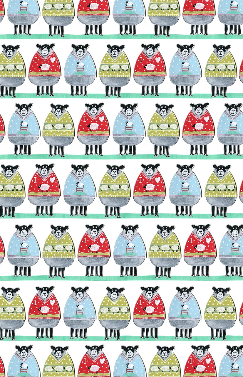 Moorland Pottery Sheep Woolly Jumpers Tea Towel