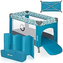 lionelo Stefi Lettino neonato da viaggio pieghevole con materasso, Dalla nascita fino a 3 anni, Lettino da campeggio con entrata laterale, Le pareti realizzate in rete, Borsa, Route