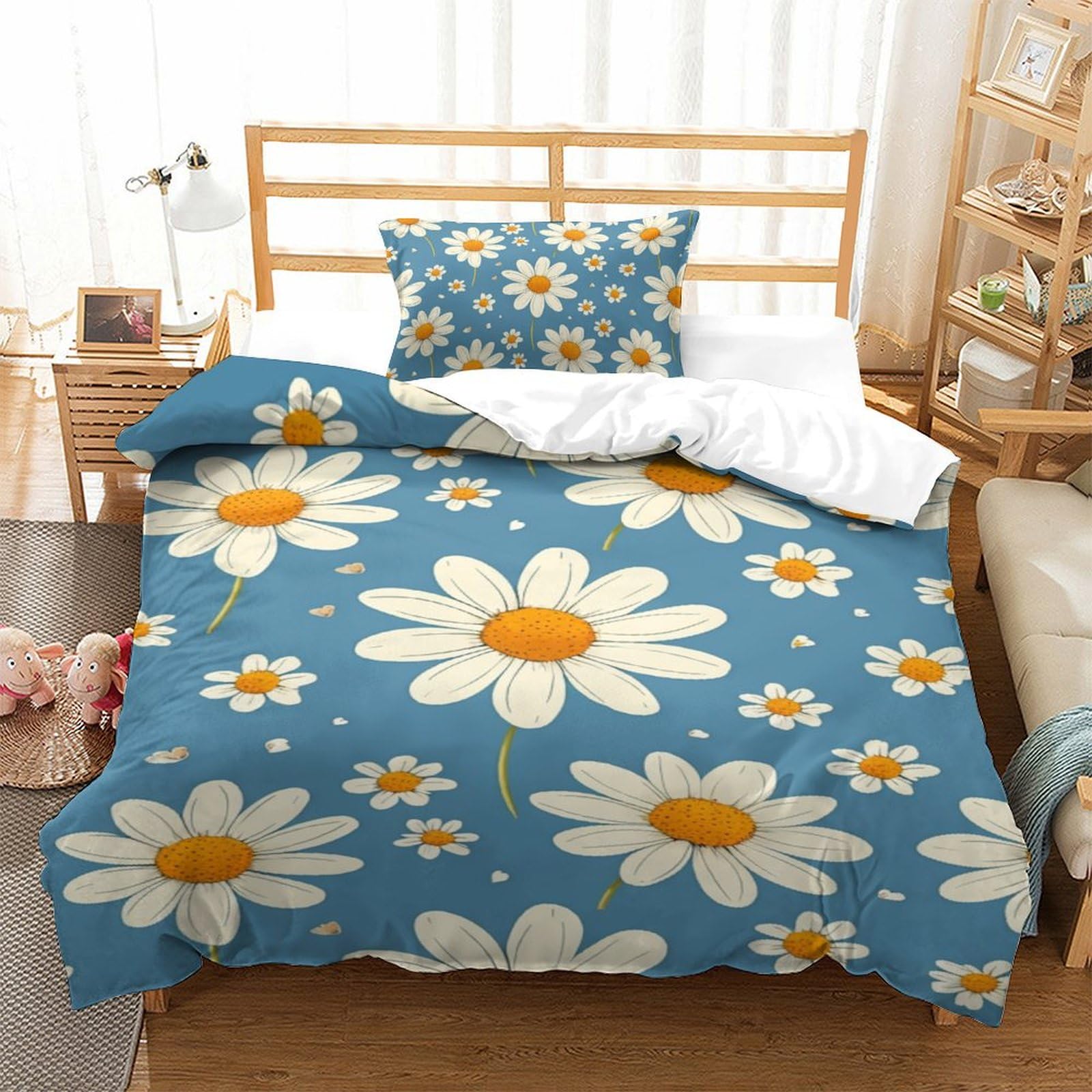 Housse de couette 135x200 imprimé chrysanthème pour lit douillet
