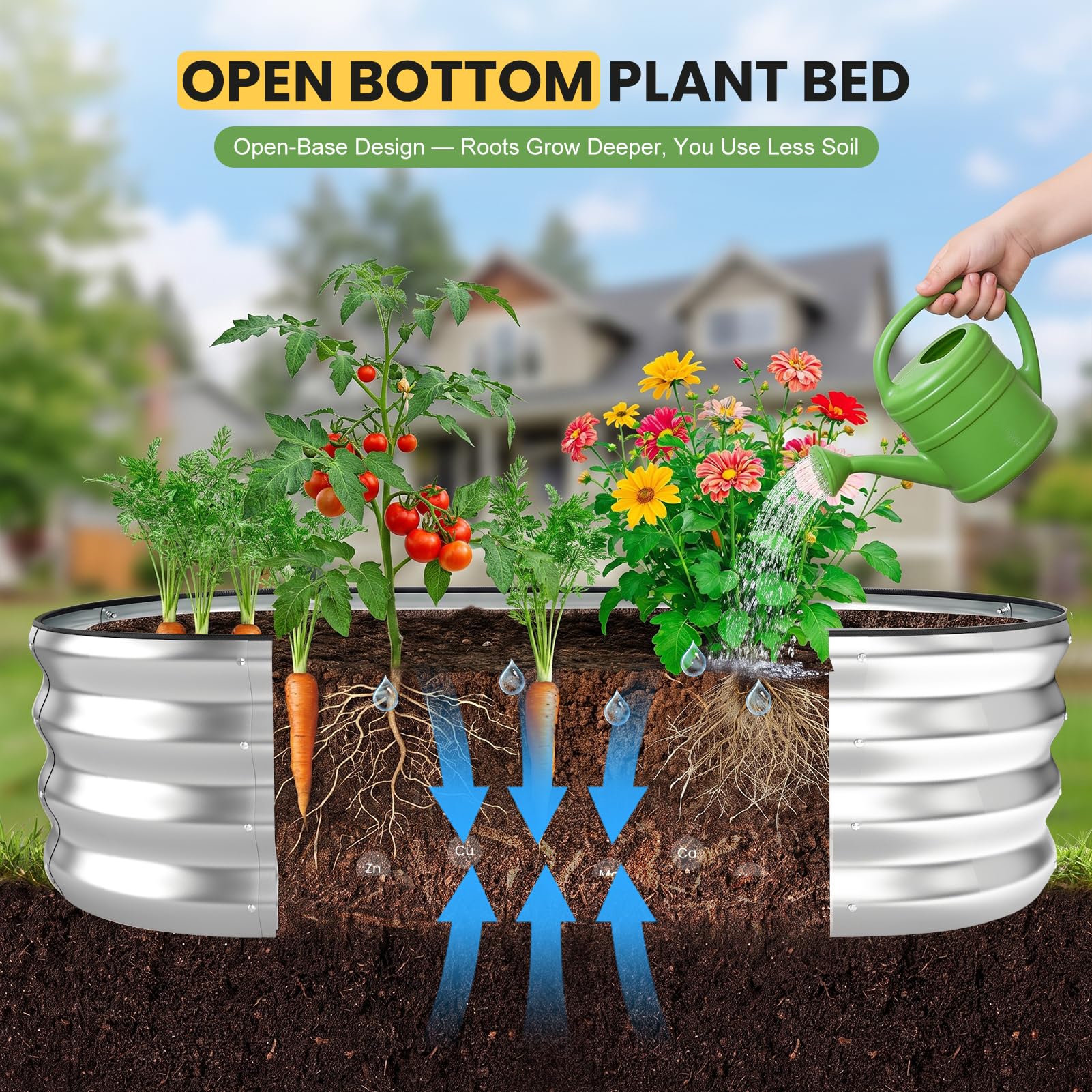 Galvanized Raised Garden Bed - 4x2FT Planter Box -7