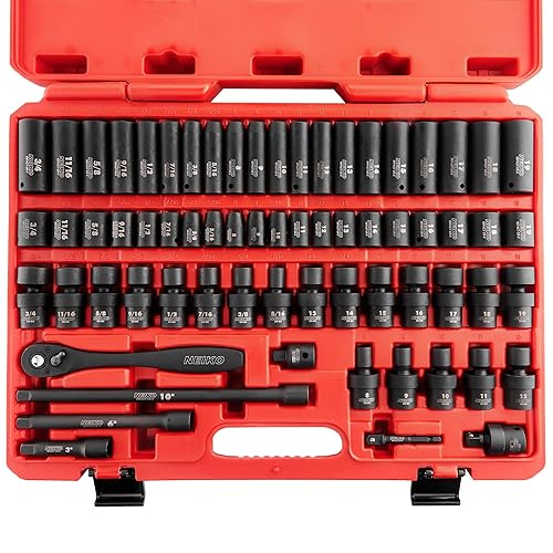 NEIKO 02471A Impact Socket Set, 3/8” Drive, 67 Piece, Metric