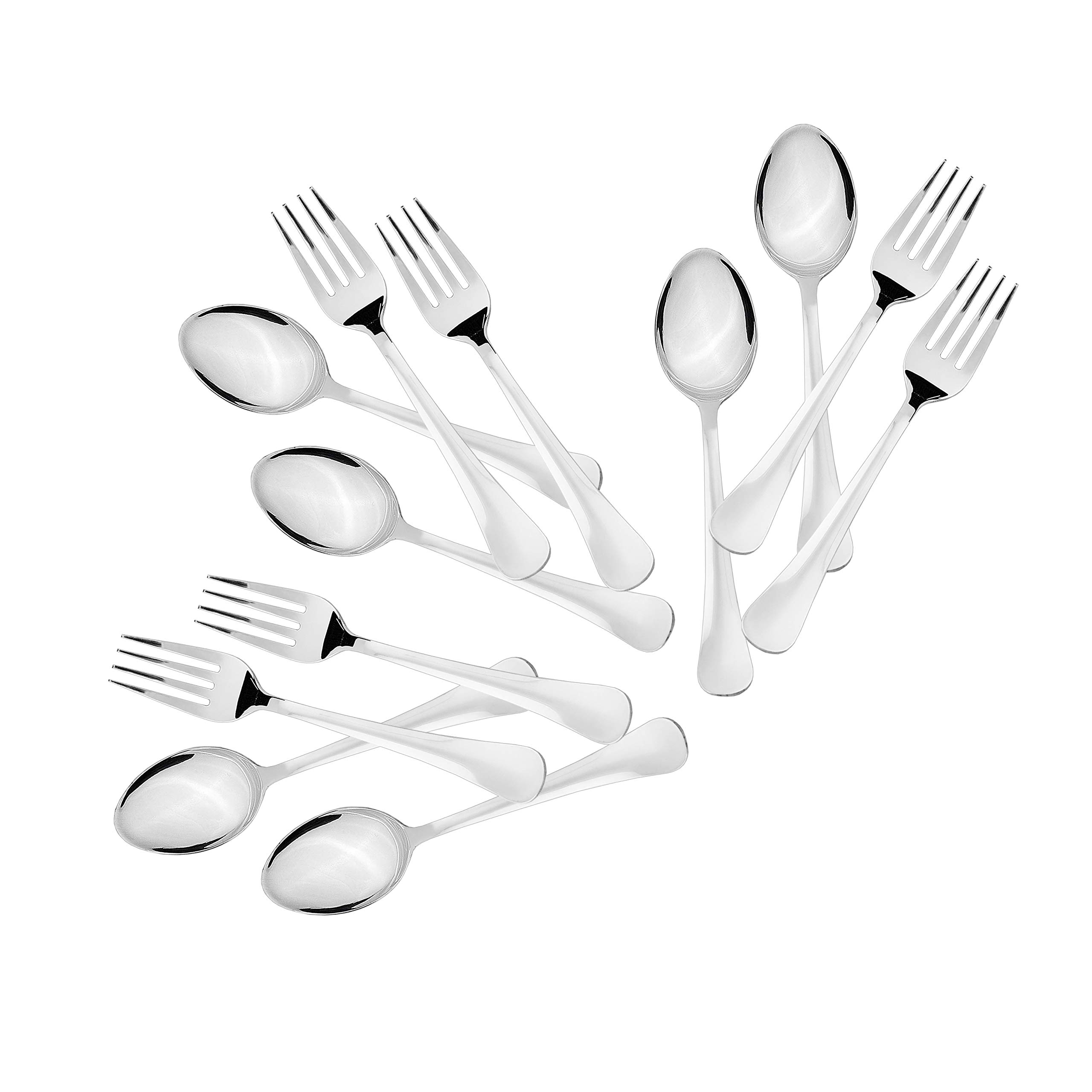 Sumeet Stainless Steel Spoon and Fork Set of 12 Pc (Baby/Medium Spoon 6 Pc (16cm L), Baby/Medium Fork 6 Pc (15.5cm L))β (1.6mm Thick) 4