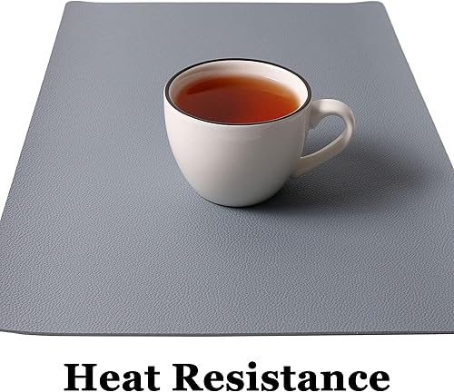 Miniatura 5 de Manteles individuales lavables de cuero, impermeables, resistentes al calor, fáciles de limpiar, para mesa de comedor, mesa de cocina (4, azul