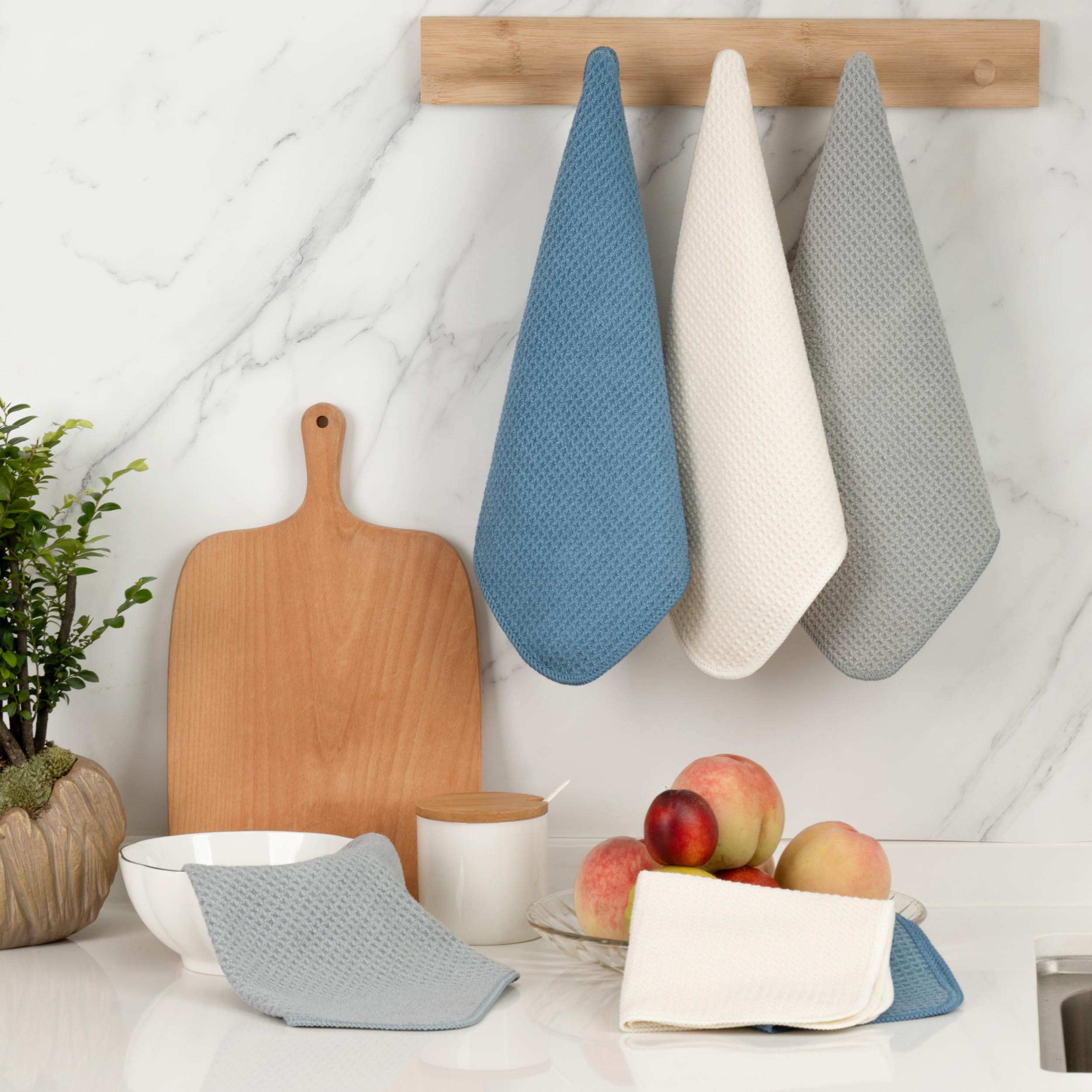 MICROFI Paños de cocina y cocina de microfibra, tejido gofre, 12 x 12 pulgadas, juego de 6