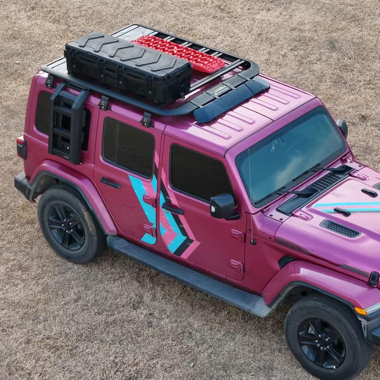 Foldable Liftable Ladder Protective Frame Fit for Jeep Wrangler JL/JLU 2018-2025 Luggage Ladder Rack Side Access Ladder Roof Rack Side Window (Ladder)