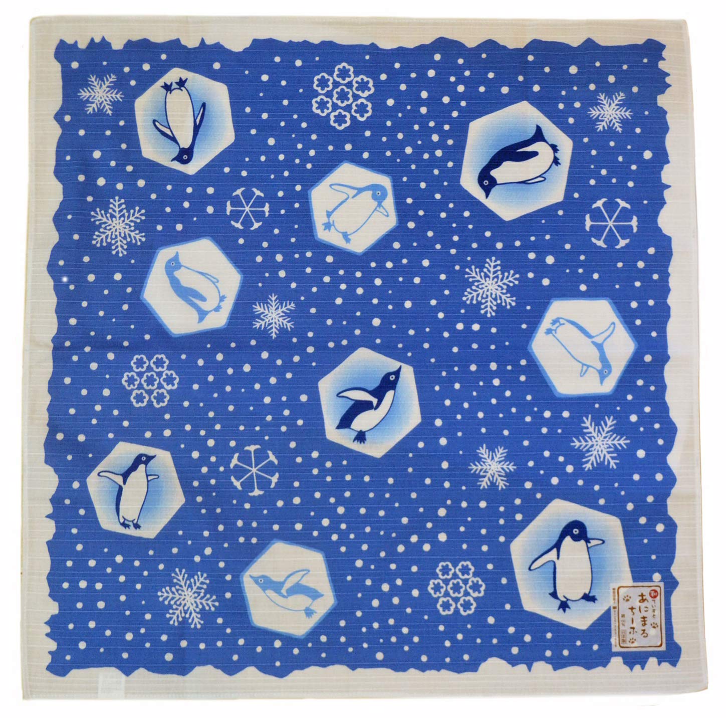 Furoshiki Japonais Pingouin Snow - Carré Coton 50x50 Cm Multifonction Pour Emballage Cadeaux Et Décoration