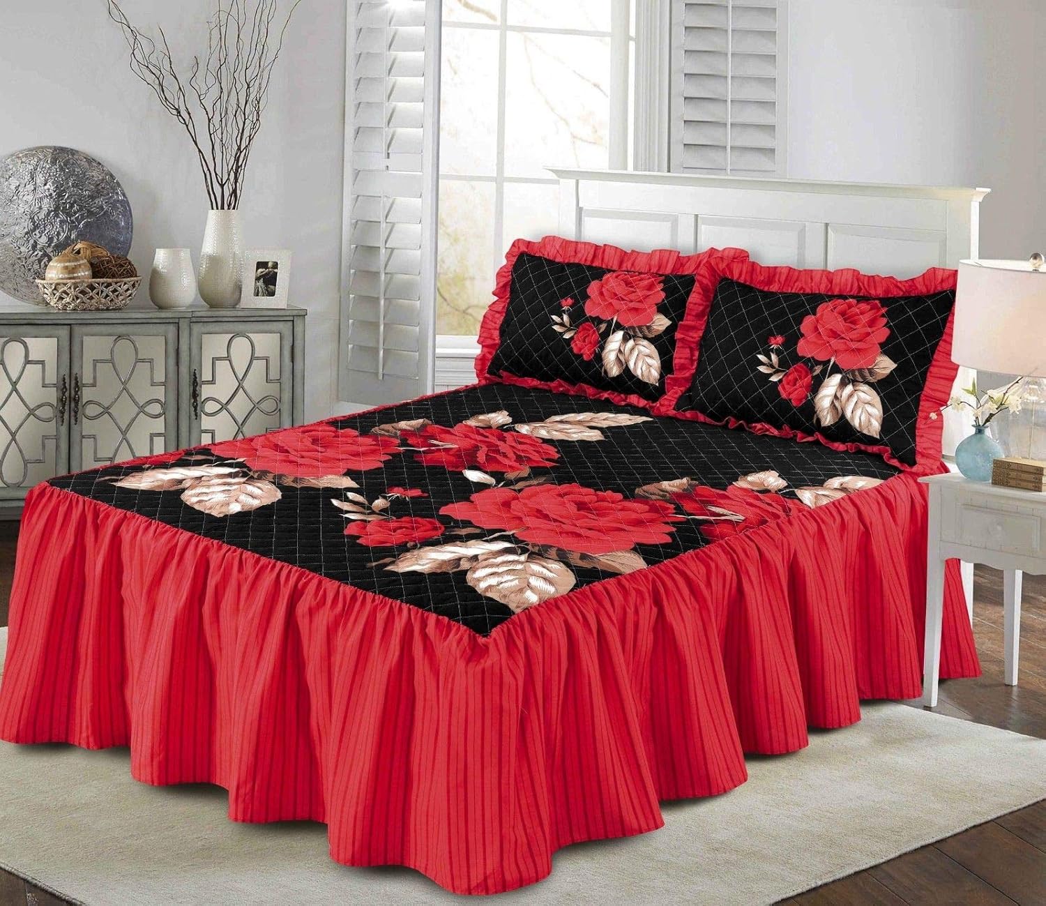 SELECTED® New Luxuries Design Quilted Bedspread 23" Deep Frill Floral