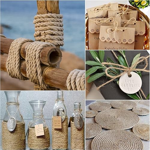 Miniatura 7 de Cuerda de yute de 0.118 in, cuerda de yute de 656 pies656.2 ft, cuerda de cáñamo natural, cuerda de sisal de yute resistente para manualidades,